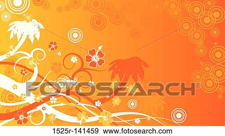 Stock Illustration - Summer scene, palms, vector. Fotosearch