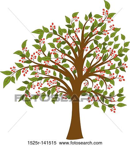 Stock Illustration - Summer tree with fruits, vector. Fotosearch