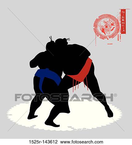 SUMO fighters View Large Illustration Drawing - SUMO fighters. Fotosearch