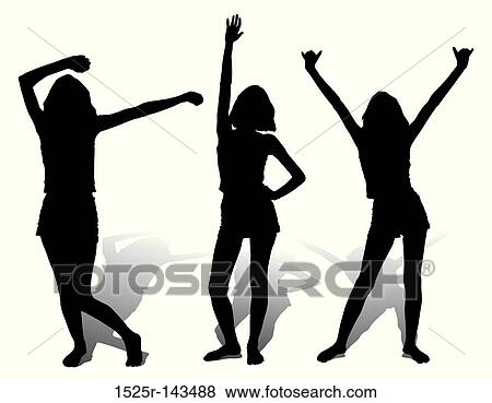 Three silhouette happy girl View Large Illustration Stock Illustration - Three silhouette happy girl. Fotosearch