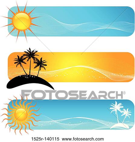 tropical banners View Large Illustration Stock Illustration - tropical banners. Fotosearch
