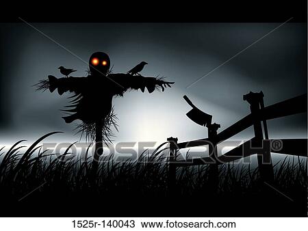 Drawing - Unspeakable Horror - Scarecrow. Fotosearch