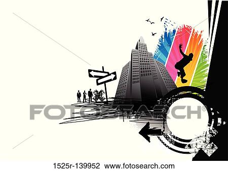 Urban City Break View Large Illustration Drawing - Urban City Break. Fotosearch