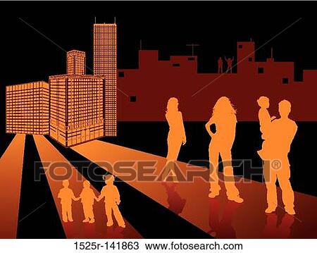 Urban life View Large Illustration Drawing - Urban life. Fotosearch