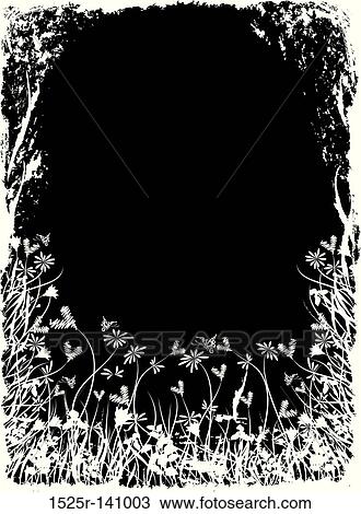 Drawing - Valentine floral grunge frame, vector. Fotosearch