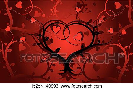 Drawing - Valentine grunge background, vector. Fotosearch