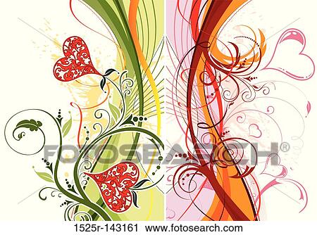 Valentines Day background with hearts and florals View Large Illustration Clip Art - Valentines Day background with hearts and florals. Fotosearch