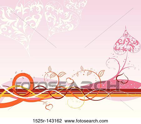 Valentines Day background with hearts and florals View Large Illustration Drawing - Valentines Day background with hearts and florals. Fotosearch