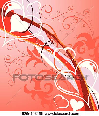 Valentines Day background with hearts and florals View Large Illustration Stock Illustration - Valentines Day background with hearts and florals. Fotosearch