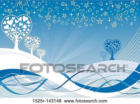 Valentines Day background with tree and hearts View Large Illustration Stock Illustration - Valentines Day background with tree and hearts. Fotosearch