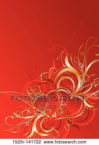 Valentines floral background, vector View Large Illustration Drawing - Valentines floral background, vector. Fotosearch
