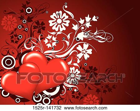 Valentines floral background, vector View Large Illustration Drawing - Valentines floral background, vector. Fotosearch