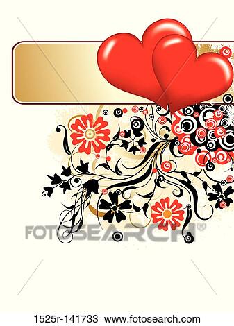 Valentines floral background, vector View Large Illustration Drawing - Valentines floral background, vector. Fotosearch