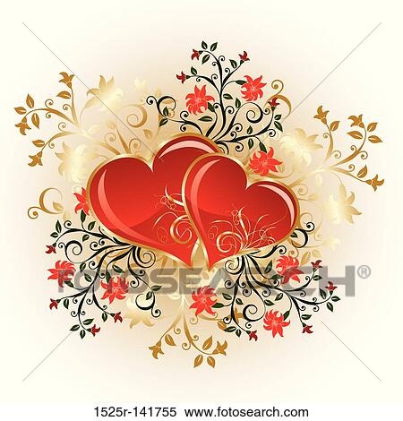 Valentines floral background, vector View Large Illustration Stock Illustration - Valentines floral background, vector. Fotosearch