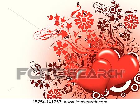 Valentines floral background, vector View Large Illustration Stock Illustration - Valentines floral background, vector. Fotosearch