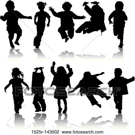 Vector silhouette girls and boys View Large Illustration Drawing - Vector silhouette girls and boys. Fotosearch