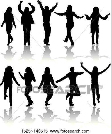 Stock Illustration - Vector silhouettes dancing man and women. Fotosearch