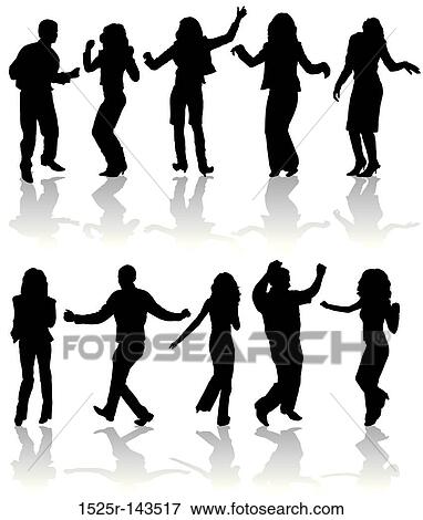 Stock Illustration - Vector silhouettes dancing man and women. Fotosearch