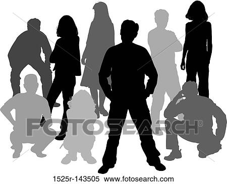 Stock Illustration - Vector silhouettes friends (man and women). Fotosearch