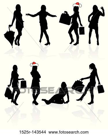 Stock Illustration - Vector silhouettes girls. Fotosearch