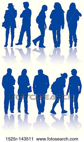 Clip Art - Vector silhouettes man and women. Fotosearch