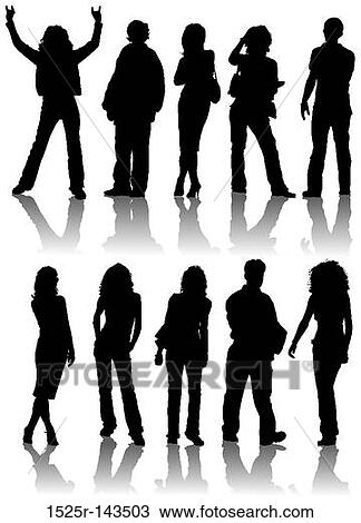 Vector silhouettes man and women View Large Illustration Drawing - Vector silhouettes man and women. Fotosearch