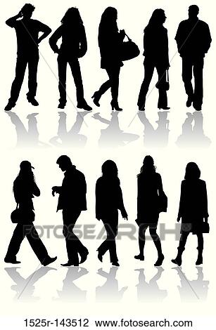 Drawing - Vector silhouettes man and women. Fotosearch