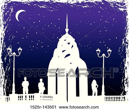 Vector silhouettes man and women on background night city View Large Illustration Clip Art - Vector silhouettes man and women on background night city. Fotosearch