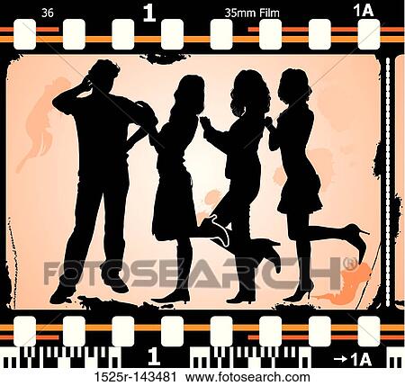 Clip Art - Vector silhouettes man and women on on photographic film. Fotosearch