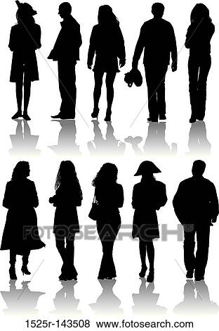 Vector silhouettes man and women View Large Illustration Stock Illustration - Vector silhouettes man and women. Fotosearch