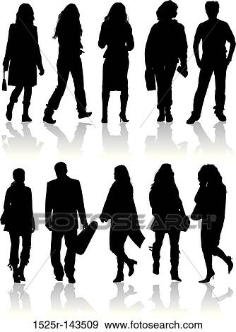 Stock Illustration - Vector silhouettes man and women. Fotosearch