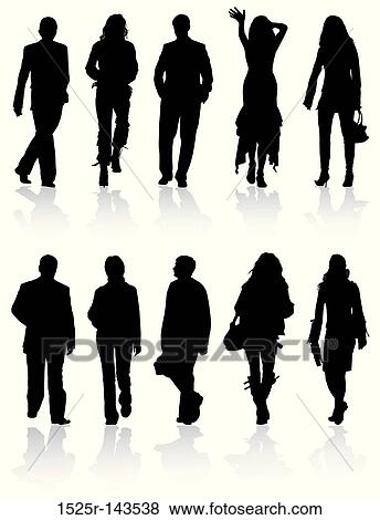 Vector silhouettes man and women View Large Illustration Stock Illustration - Vector silhouettes man and women. Fotosearch