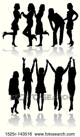Stock Illustration - Vector silhouettes sexy women. Fotosearch