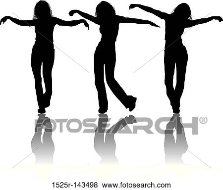 Stock Illustration - Vector silhouettes young girl. Fotosearch