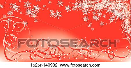 Drawing - Winter, Christmas red background with snowflakes, vector. Fotosearch