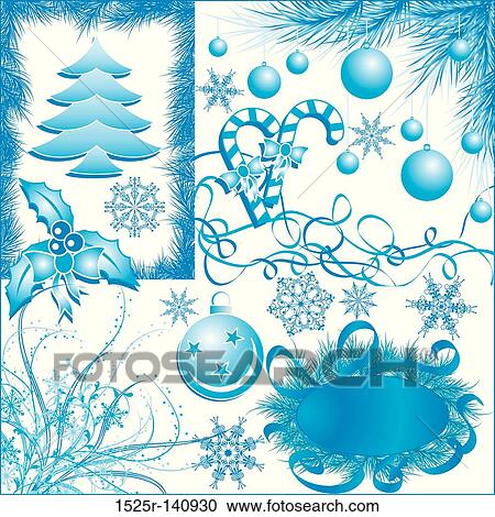 Clipart - Winter, Christmas red elements for design with snowflakes, vector. Fotosearch
