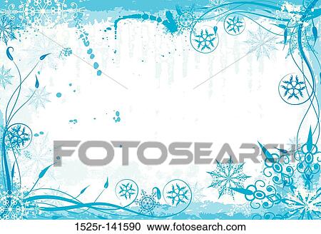 Clipart - Winter grunge floral frame. Fotosearch