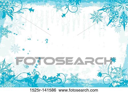 Stock Illustration - Winter grunge floral frame, vector. Fotosearch