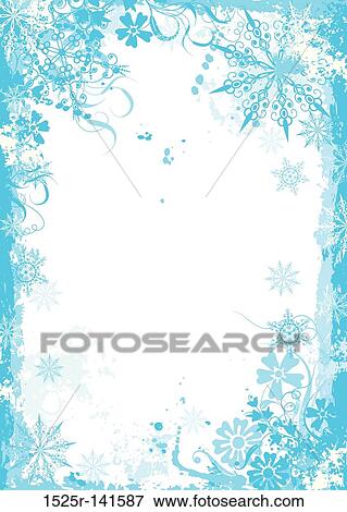 Stock Illustration - Winter grunge floral frame, vector. Fotosearch