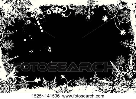 Stock Illustration - Winter grunge floral frame, vector. Fotosearch