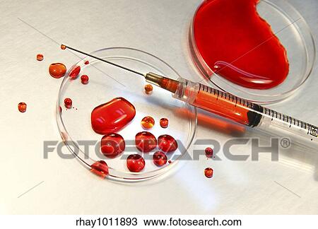 Blood in petri dish with syringe View Large Photo Image Stock Image - Blood in petri dish with syringe. Fotosearch