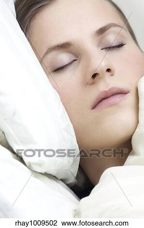 close portrait of a sleeping woman View Large Photo Image Stock Image - close portrait of a sleeping woman. Fotosearch
