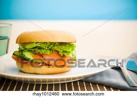 Cold smoked salmon bagel on the table View Large Photo Image Stock Image - Cold smoked salmon bagel on the table. Fotosearch