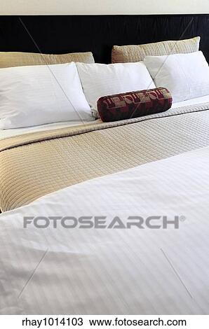 Comfortable bed in upscale hotel close up View Large Photo Image Stock Image - Comfortable bed in upscale hotel close up. Fotosearch