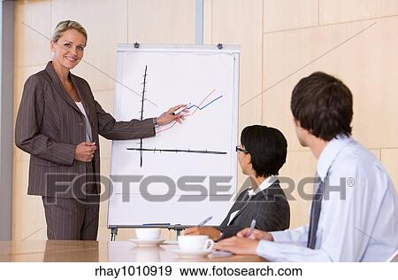 Stock Photo - european office workers by flip chart. Fotosearch