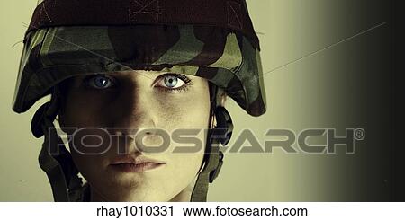 female soldier close up portrait View Large Photo Image Stock Image - female soldier close up portrait. Fotosearch