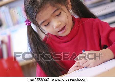 Happy six year old girl drawing. View Large Photo Image Stock Image - Happy six year old girl drawing.. Fotosearch