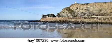 "Panoramic view of Portreath pier and the Pepper Pot in Cornwall, UK. " View Large Photo Image Stock Image - "Panoramic view of Portreath pier and the Pepper Pot in Cornwall, UK. ". Fotosearch