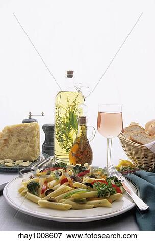 Pasta dinner plate place setting with ingredients View Large Photo Image Stock Photo - Pasta dinner plate place setting with ingredients . Fotosearch