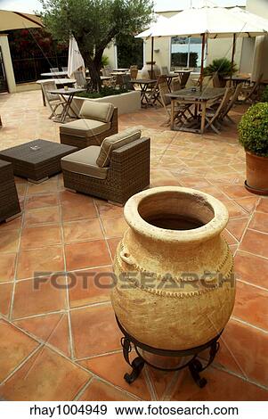 Stock Photo - Patio of mediterranean villa in French Riviera. Fotosearch